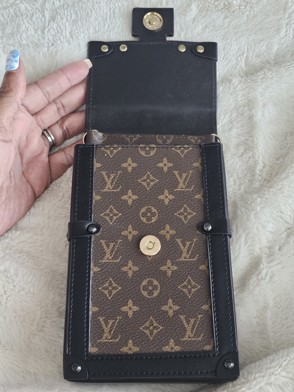 Women's Wallet in Brown and Black with Gold Hardware - Picture 4 of 5